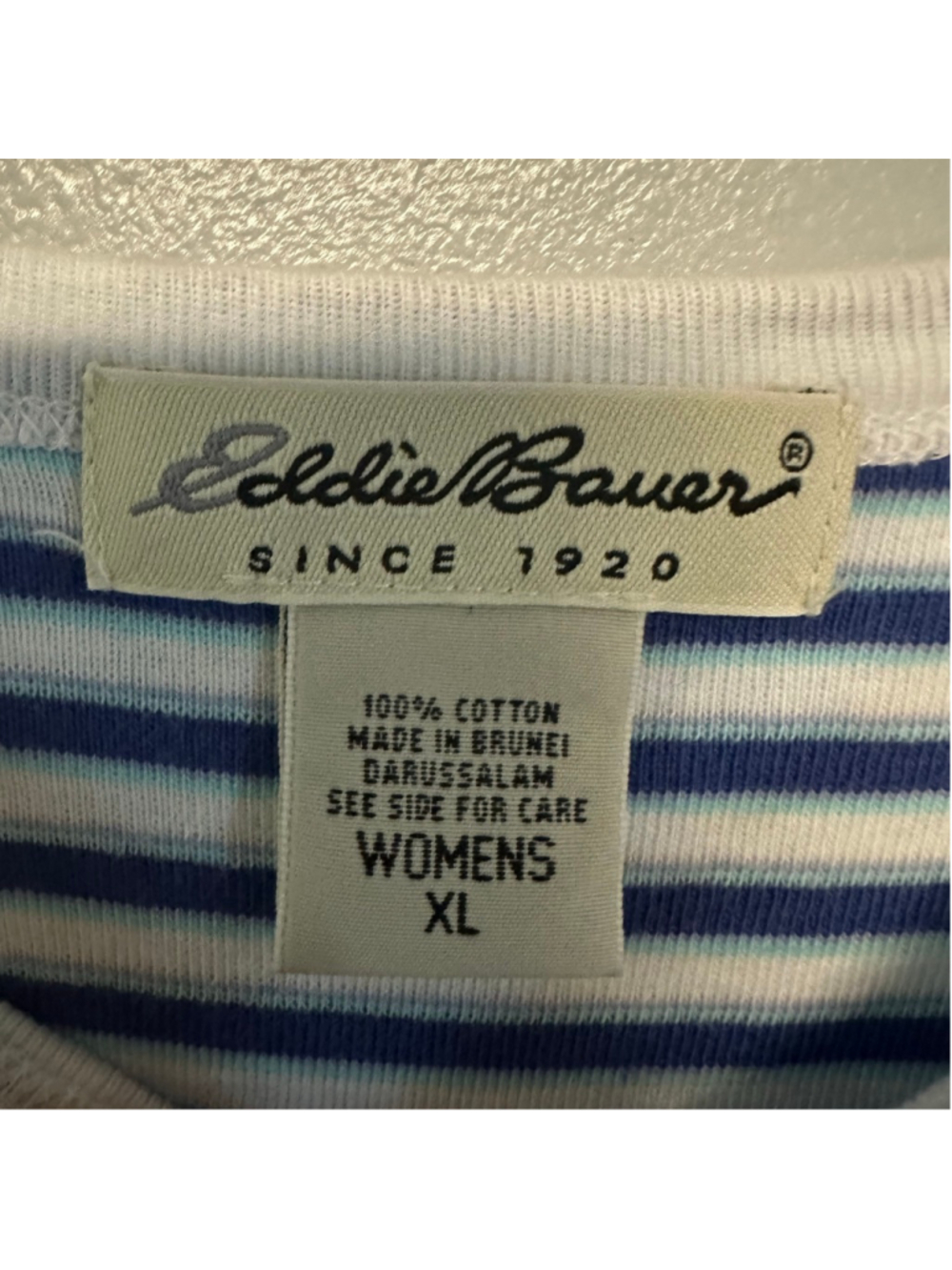 Eddie Bauer Striped Tank Top Women’s Size XL Blue White 100% Cotton - Picture 2 of 6